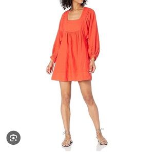 Joie Jade Vibrant Orange Long Sleeve Dress